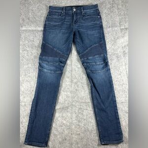 Hudson Jeans Mens 34x32 Med Wash Ethan Biker Skinny Five Pocket Moto Denim
